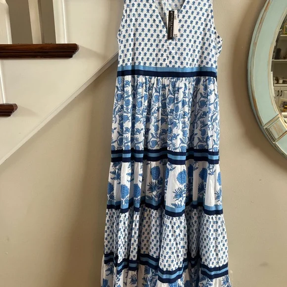 CHELSEA & Theodore Sleeveless Tiered Maxi Dress cotton small - Picture 1 of 7